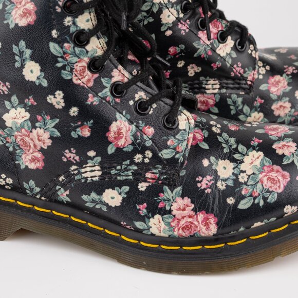 DR MARTENS 1460 Pascal English Vintage Rose Floral Combat Boots 9 - Picture 9 of 13